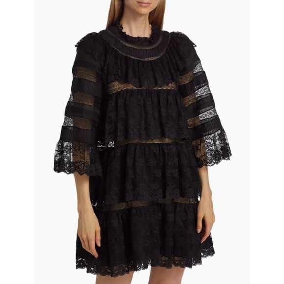 Doen Dresses & Skirts - Doen Oralie Lace Tiered Dress size S NWT A-Line Black Witchy Whimsigoth